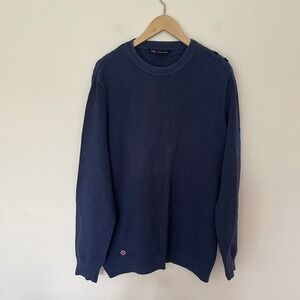 Saint James x Le Slip Francais Navy Waffle Knit Shoulder Button Sweater France